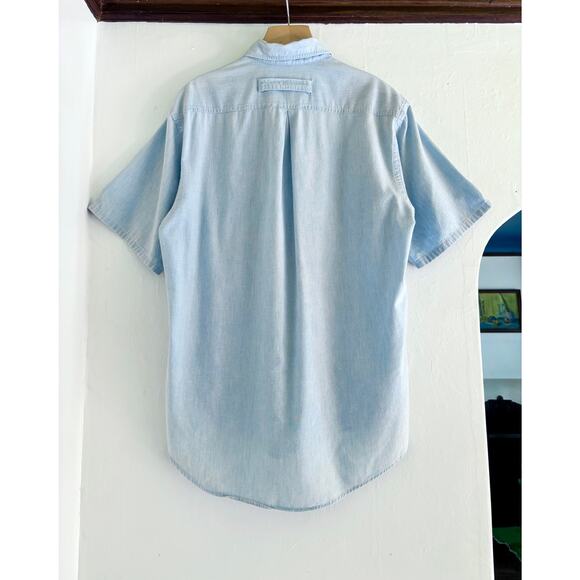 Vintage Light Denim Chambray Single Stitch Button Up- Size Women's Med, USA Made - Picture 4 of 5